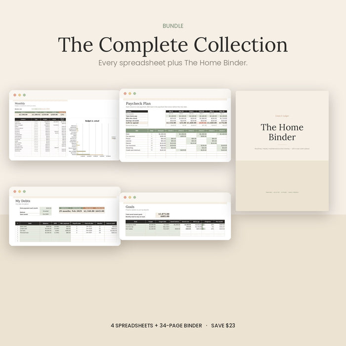 The Complete Collection: four spreadsheets and The Home Binder