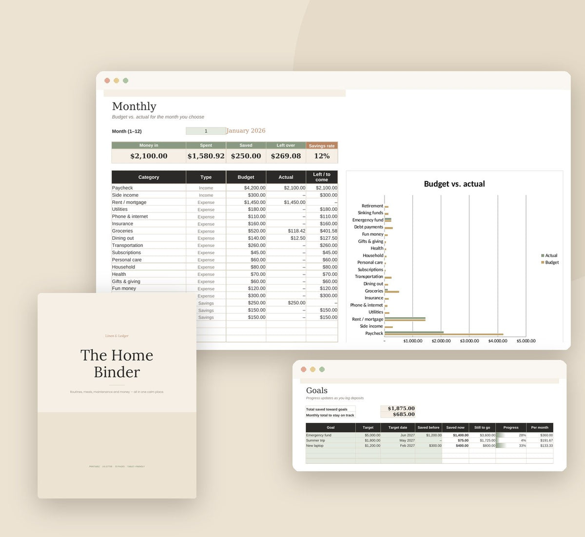 The Calm Budget spreadsheet and The Home Binder
